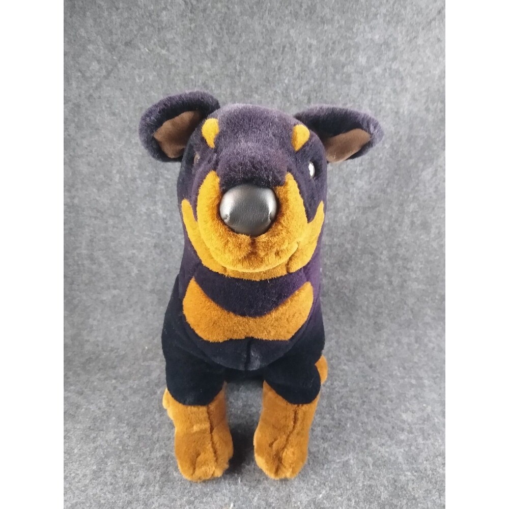 Rottweiler Plush Dog Black Brown Realistic Puppy Approx 15" Sitting BJ Toy Co